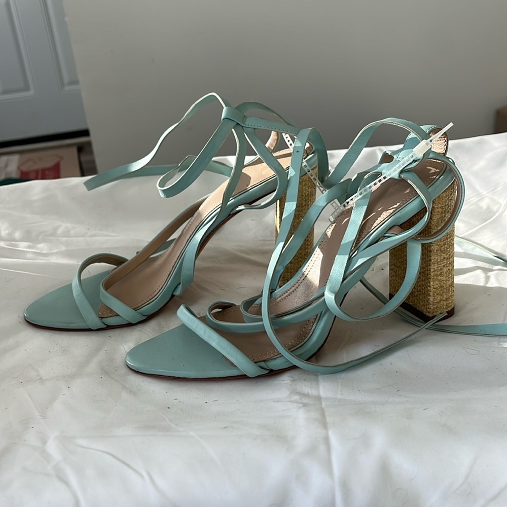 NWT turquoise heels with ankle wraps
